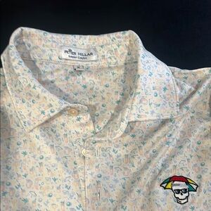 Peter Millar White Casual Button Down Shirt with Pattern